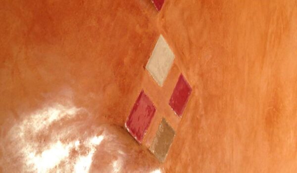 Tadelakt traditionnel à la chaux de Marrakech, douche, résistant à l'eau, orange, lisse, satiné, Bretagne, Quimper